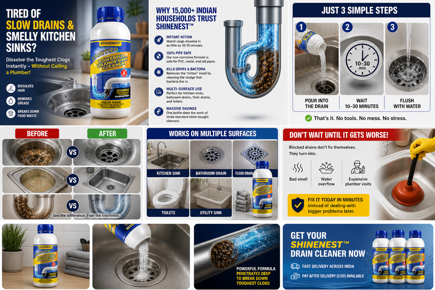 Powerful Sink & Drain Cleaner - Buy 1 Get 3 Free
