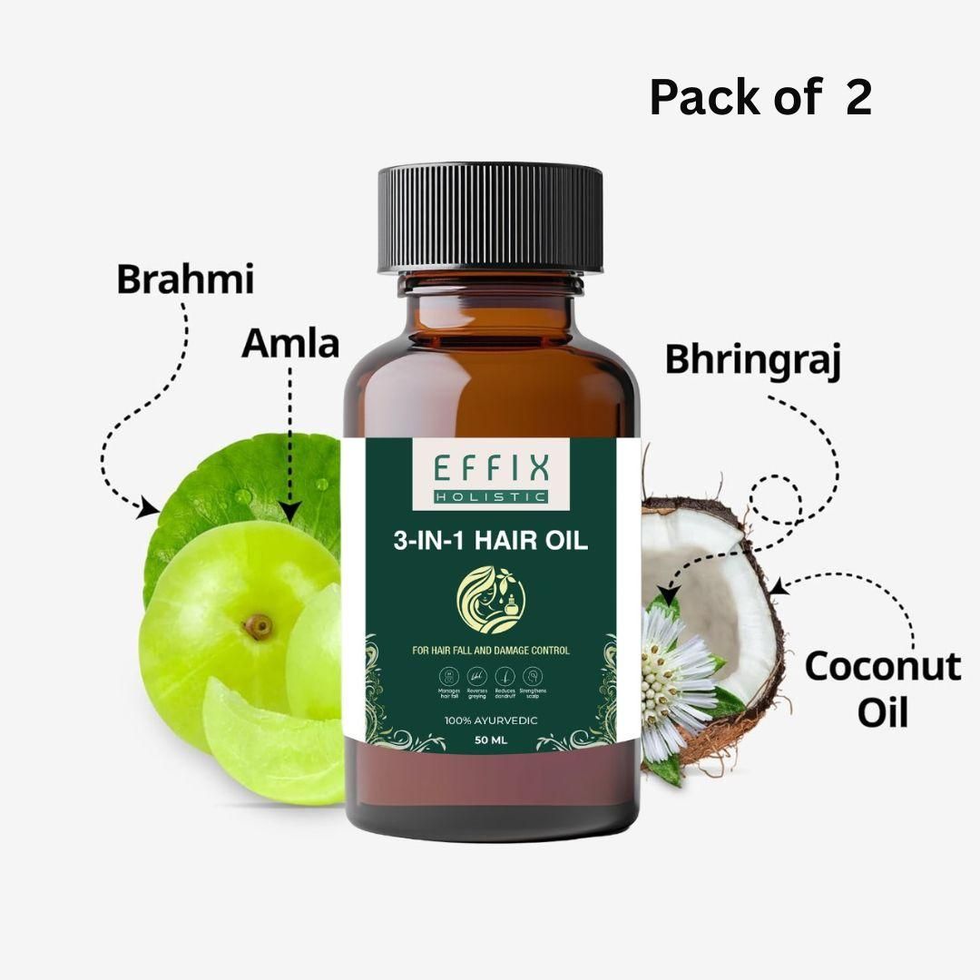 3‑in‑1 Ayurvedic Hair Oil | Chemical-Free | With 30+ Ayurvedic Herbs ( Buy 1 Get 1 Free )