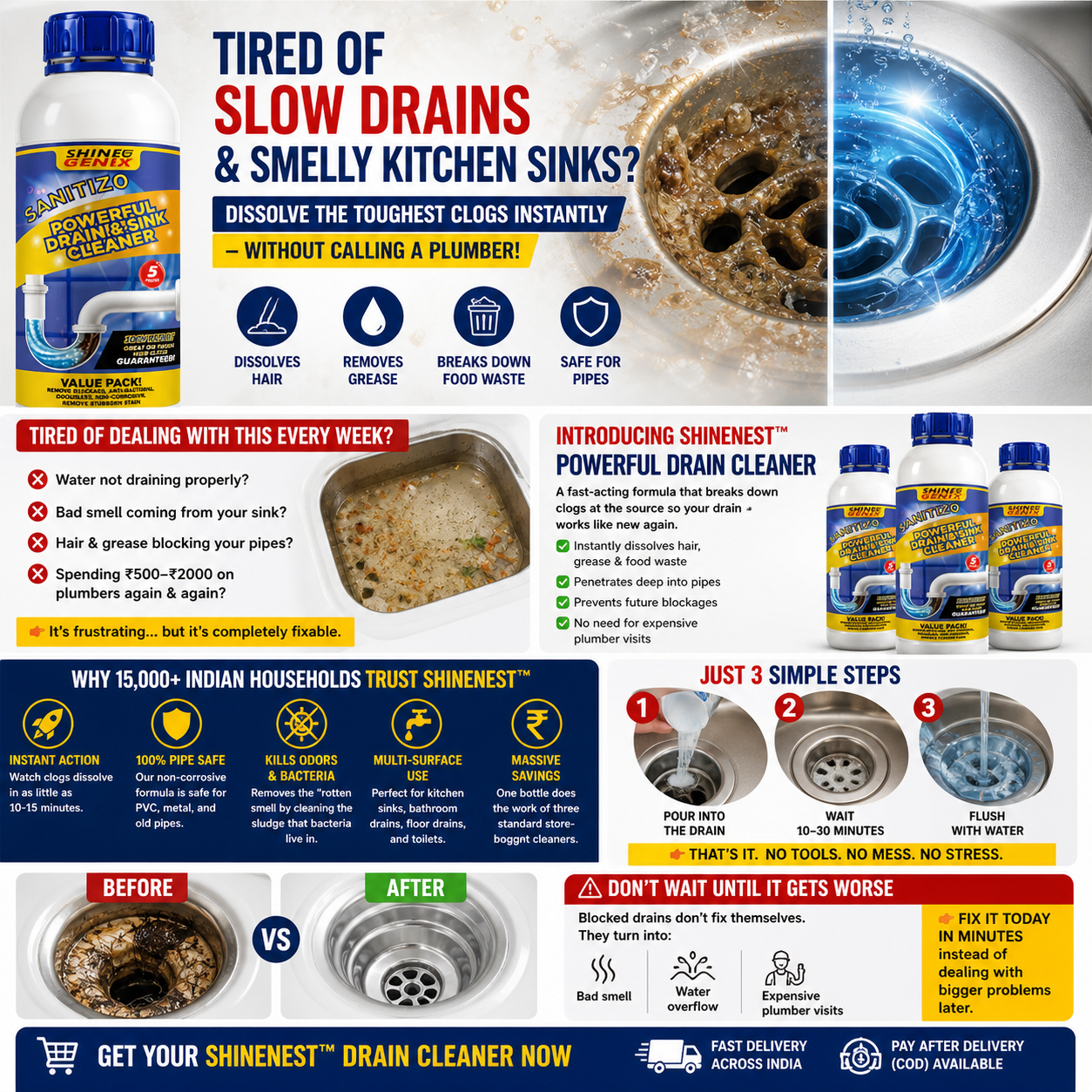 Powerful Sink & Drain Cleaner - Buy 1 Get 3 Free