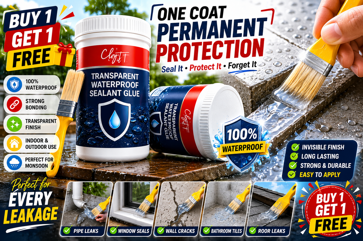 Transparent Waterproof Glue Plus Brush Buy 1 Get 1 Free