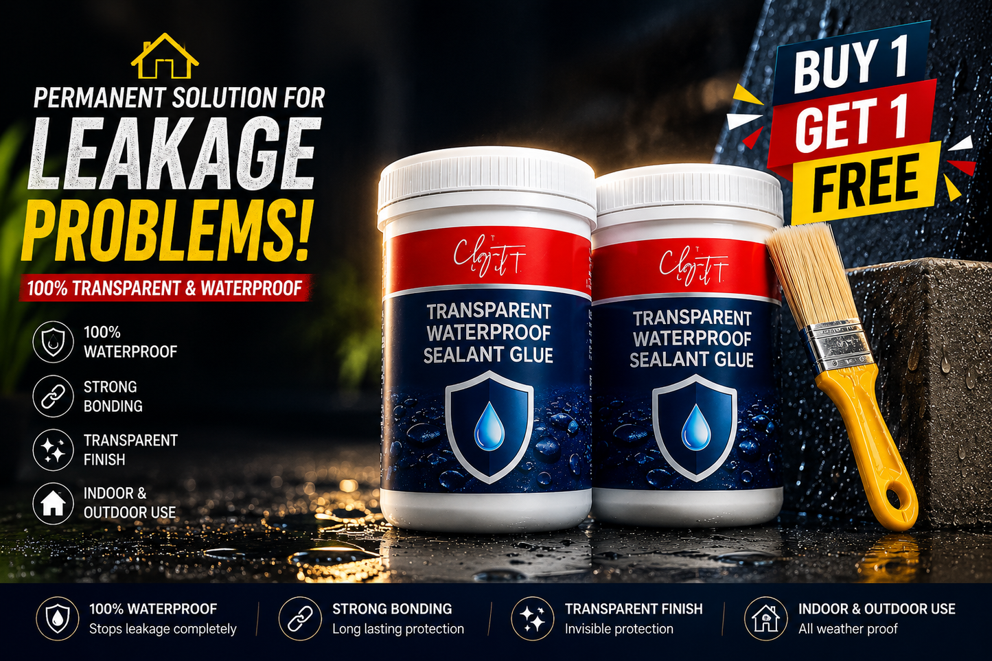 Transparent Waterproof Glue Plus Brush Buy 1 Get 1 Free