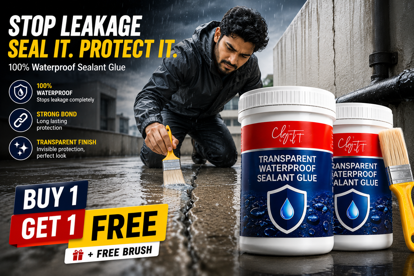 Transparent Waterproof Glue Plus Brush Buy 1 Get 1 Free
