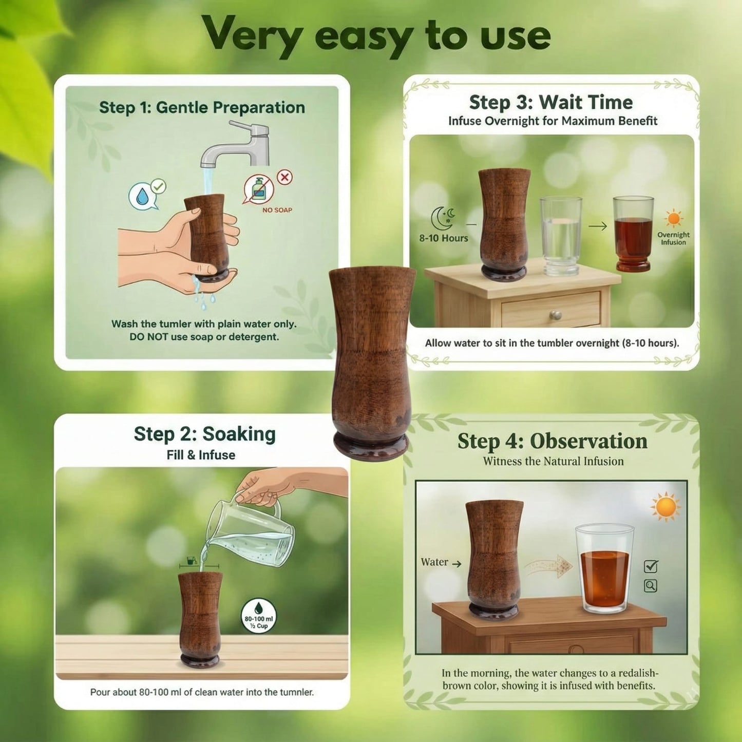 Daily Wellness Wooden Glass(100% Ayurvedic)