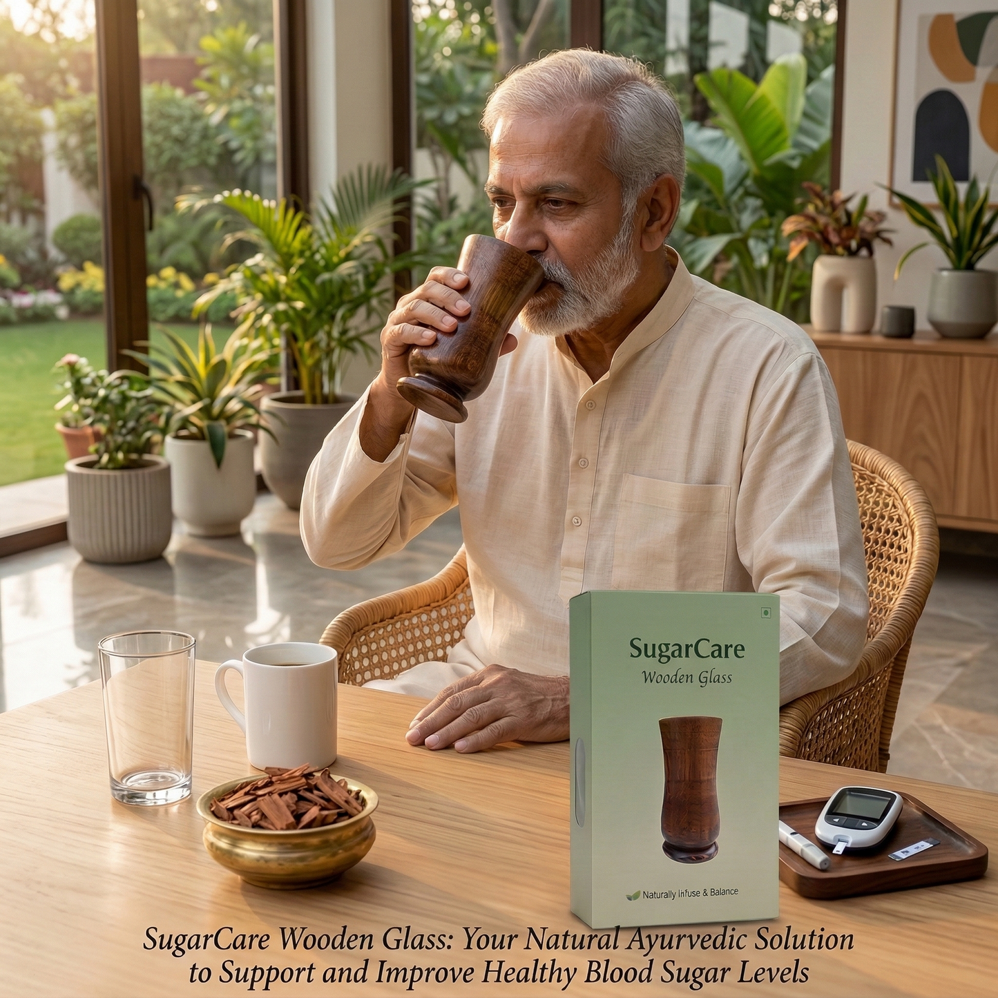 Daily Wellness Wooden Glass(100% Ayurvedic)