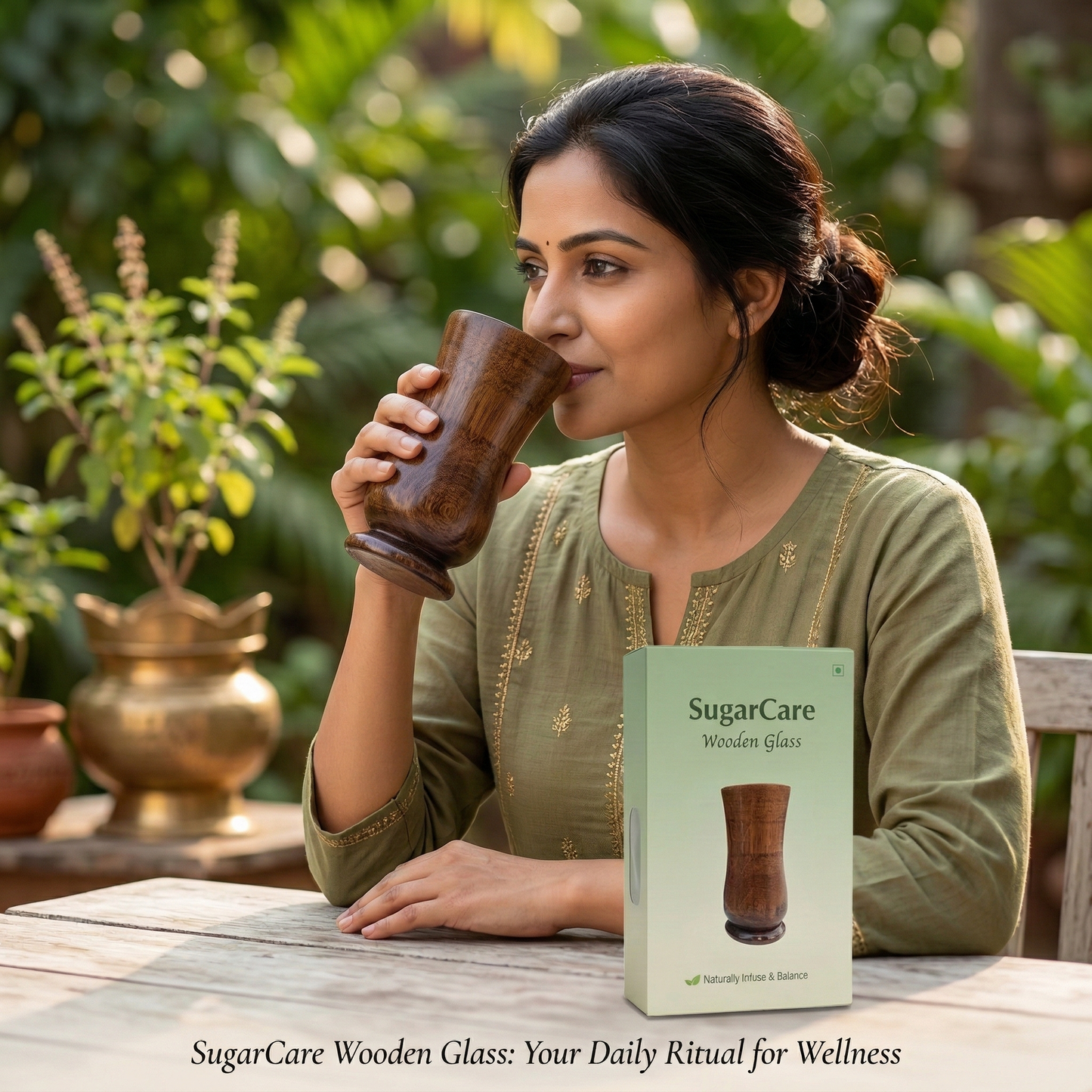 Daily Wellness Wooden Glass(100% Ayurvedic)