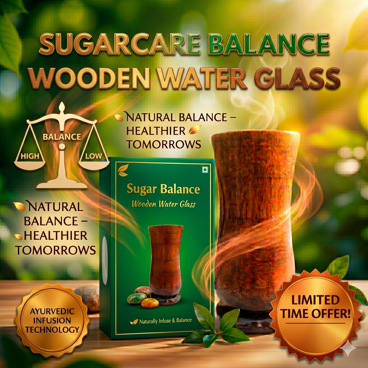 Daily Wellness Wooden Glass(100% Ayurvedic)
